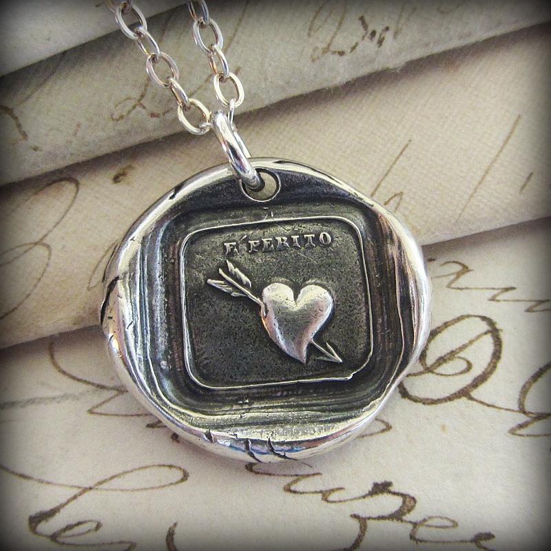 Love Hurts - Heart and Arrow Wax Seal Necklace - Shannon Westmeyer Jewelry - 1