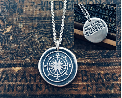 Compass Coordinates Necklace