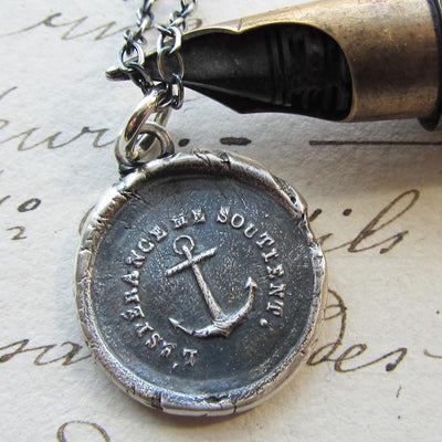 Hope Sustains Me - Anchor Wax Seal Necklace - Shannon Westmeyer Jewelry - 2