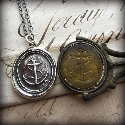 Nautical Anchor Wax Seal Necklace - Shannon Westmeyer Jewelry - 2