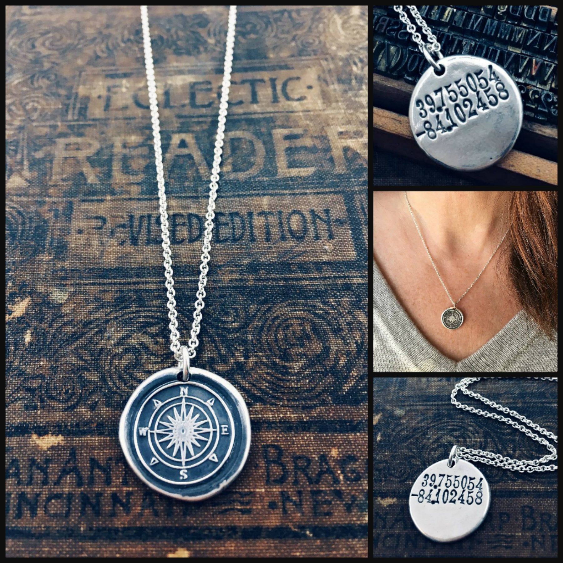 Compass Coordinates Necklace