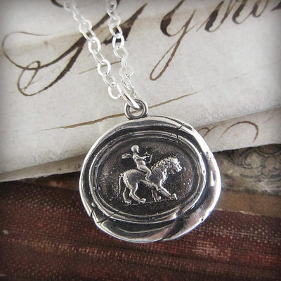 Cupid atop a Lion Wax Seal Necklace