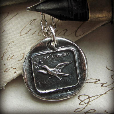 Have no fear eagle wax seal necklace with fine tipped pen