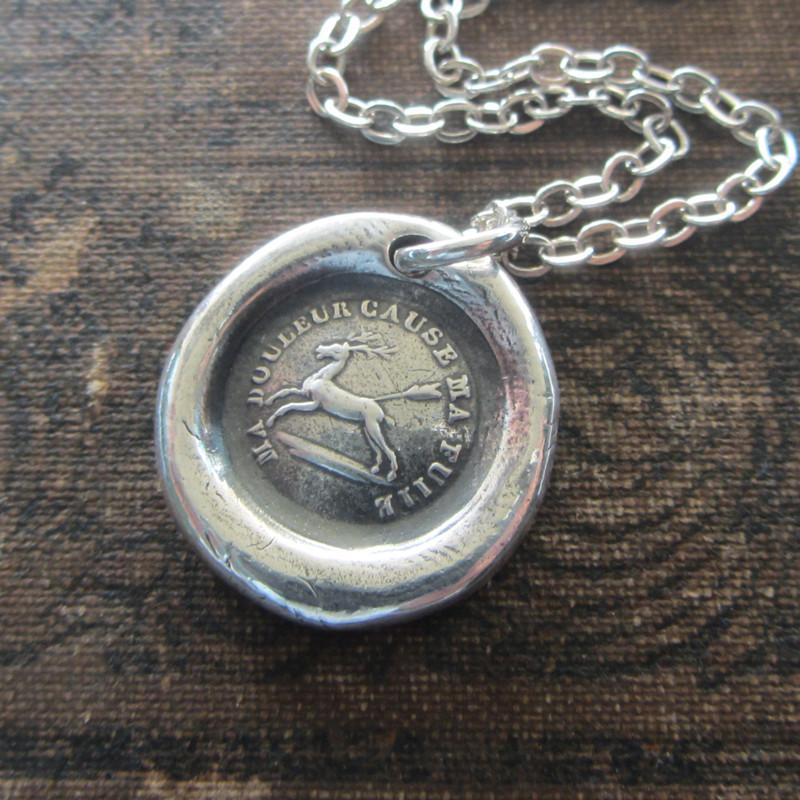 Endure - I Will Go On - French Proverb Wax Seal Necklace - Shannon Westmeyer Jewelry - 1