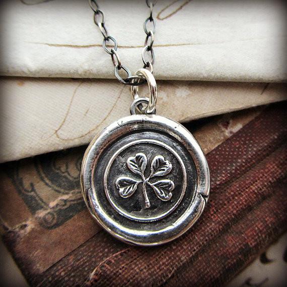 Four Leaf Clover Wax Seal Necklace 