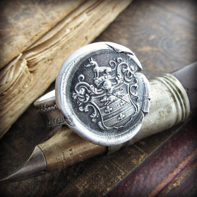 Greyhound silver wax seal ring