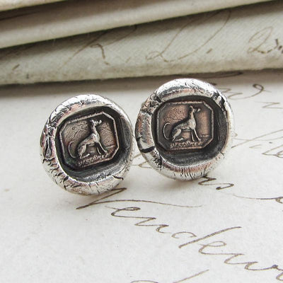 Greyhound Wax Seal Stud Earrings - Shannon Westmeyer Jewelry - 2