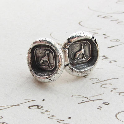 Greyhound Wax Seal Stud Earrings - Shannon Westmeyer Jewelry - 1