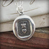 Crown and Heart Wax Seal Necklace Gift for Her