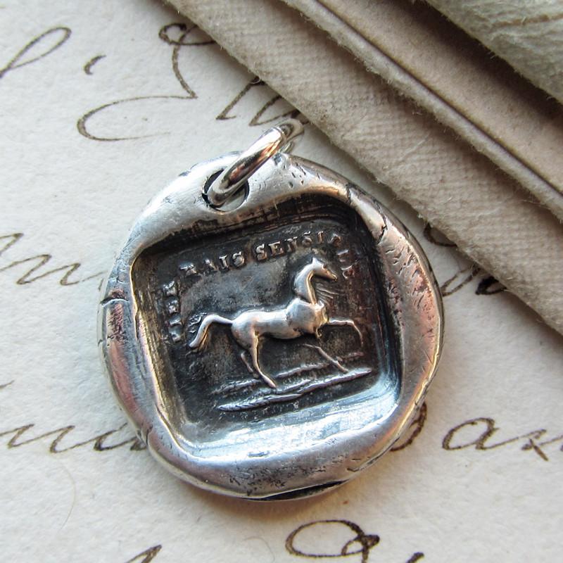 High Spirited But Sensible horse wax seal pendant.