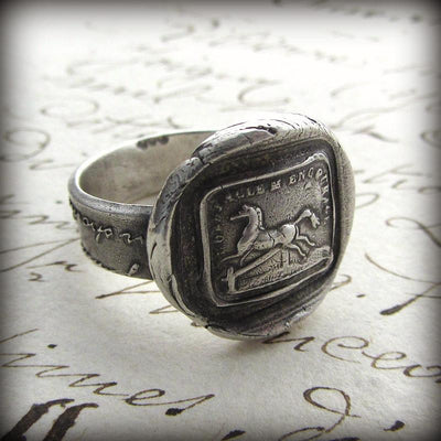 Horse Wax Seal Ring on old english script.