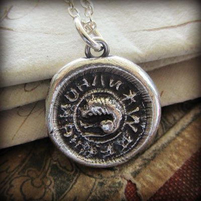 Medieval lion wax seal necklace.