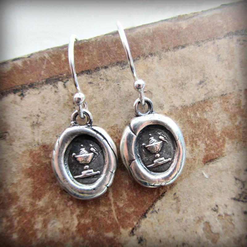 Love Birds Wax Seal Dangle Earrings