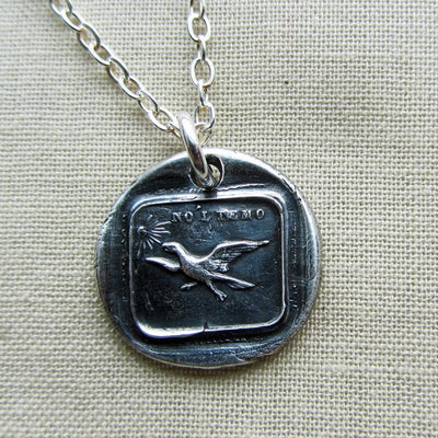 Eagle have no fear wax necklace with silver chain