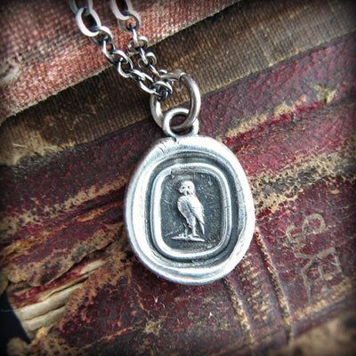 Tiny Owl Wax Seal Necklace  Wisdom, Vigilance & Wit - Shannon Westmeyer Jewelry - 3