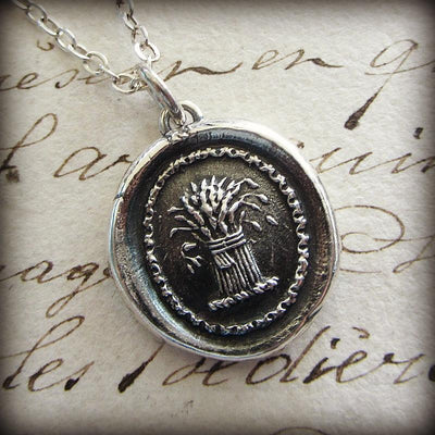 Prosperity Wax Seal Necklace - Wheat Sheaf - A symbol for prosperity, abundance and hope - Shannon Westmeyer Jewelry - 2