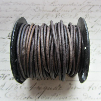 Leather Cord Necklace with Bronze Swivel Clasp - Distressed Sepia Grey Brown - Shannon Westmeyer Jewelry - 3