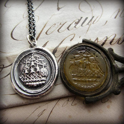 Ship Wax Seal Necklace - Joy, Happiness & Adventure - Shannon Westmeyer Jewelry - 2