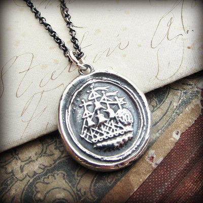 Ship Wax Seal Necklace - Joy, Happiness & Adventure - Shannon Westmeyer Jewelry - 3