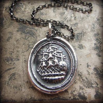 Ship Wax Seal Necklace - Joy, Happiness & Adventure - Shannon Westmeyer Jewelry - 4