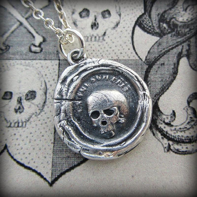 Skull Wax Seal Necklace - Es Fui, Sum Eris - Shannon Westmeyer Jewelry - 1