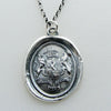 Bear and Forbear armorial Wax seal necklace on antiqued chain.