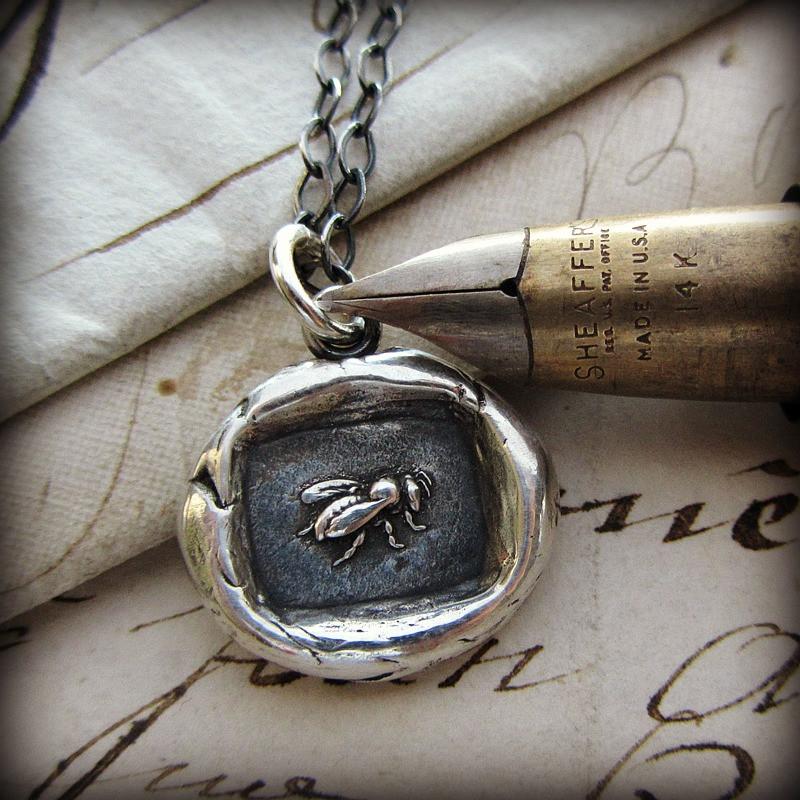Vintage Honey Bee Wax Seal Necklace - Shannon Westmeyer Jewelry - 1